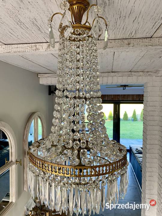 Francuski kryształowy Żyrandol 33 mosiądz 3