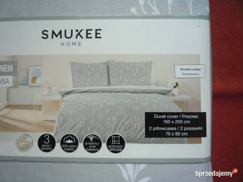 Smukee Nowa Szara pościel bawełniana 160x200 szary Dom i Ogród zachodniopomorskie Szczecin