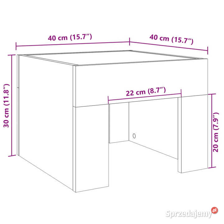 Stolik nocny z LED Infinity biały 40x40x30 mazowieckie Warszawa