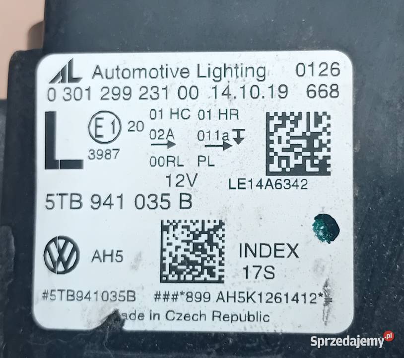 VW Touran 5T Full Led reflektor lampa lewy przód wielkopolskie Przeźmierowo