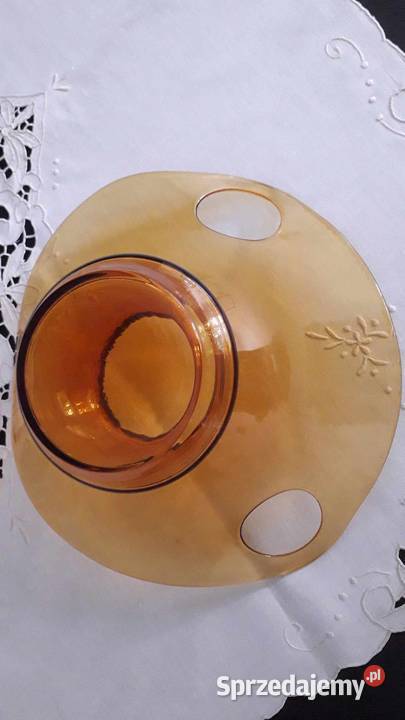 Patera wazon ze szkła miodowego Huta Laura dolnośląskie Lubin sprzedam
