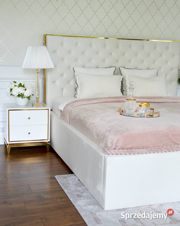 SZAFKA NOCNA LORENZO Glamour Biała Złota Lakier Warszawa