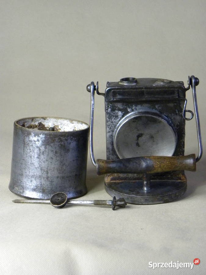 Stara niemiecka lampa karbidowa Friemann Wolf Legnica