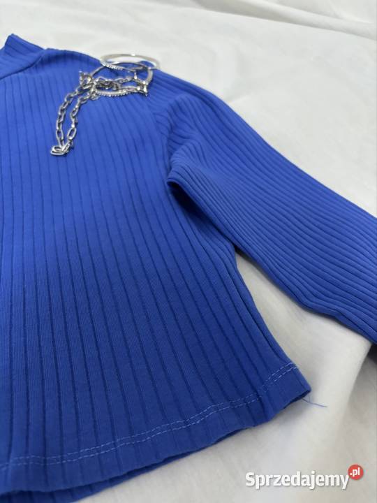 Granatowy top z długim rękawem Inny materiał Jordanów