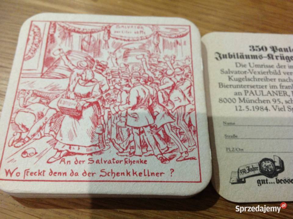 Stara Podkładka Dwustronna pod Piwo SALVATOR 7 Pozostałe Nowa Sól