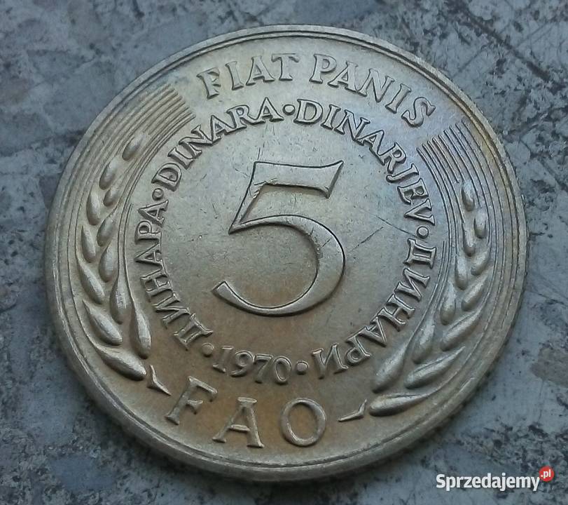 JUGOSŁAWIA 5 DINARÓW 1970 rFAO Numizmatyka Legionowo
