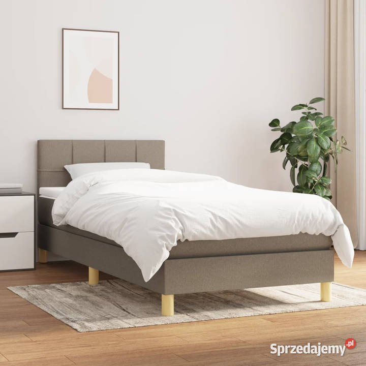 Łóżko kontynentalne z materacem taupe tkanina 88cm Warszawa