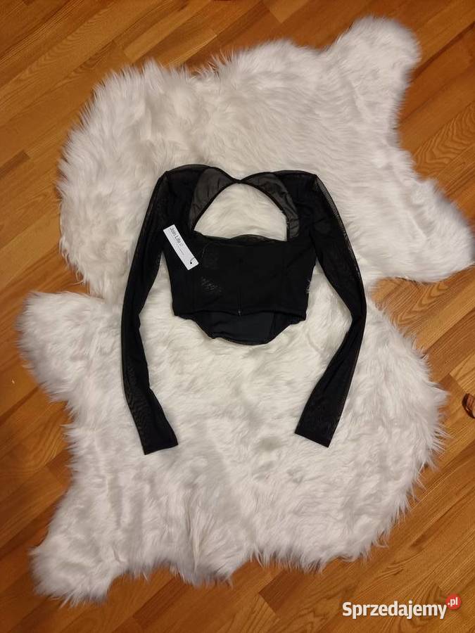 Siateczkowy czarny top bershka gorset Chełm