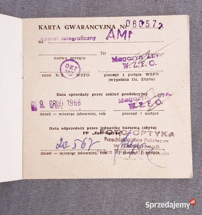 Aparat AMI futerał instrukcja karta gwarancyjna
