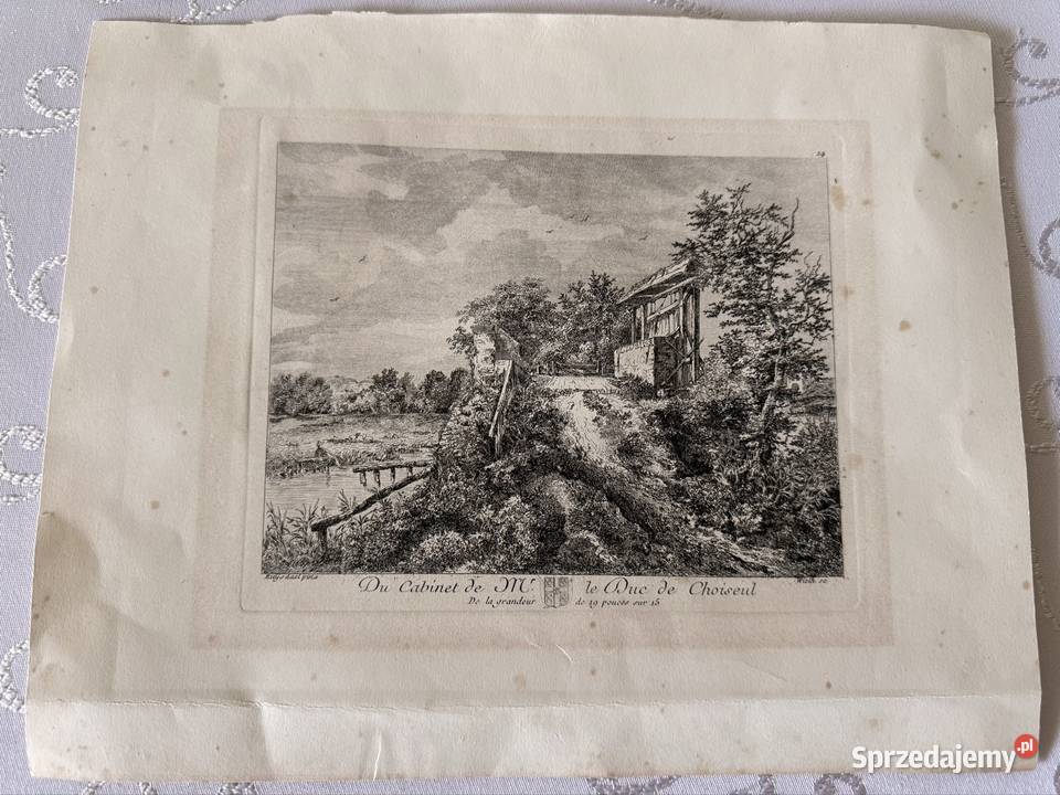 Antyczny miedzioryt XVIII w 1771 Duc de Choiseul Antyki śląskie Czerwionka-Leszczyny sprzedam