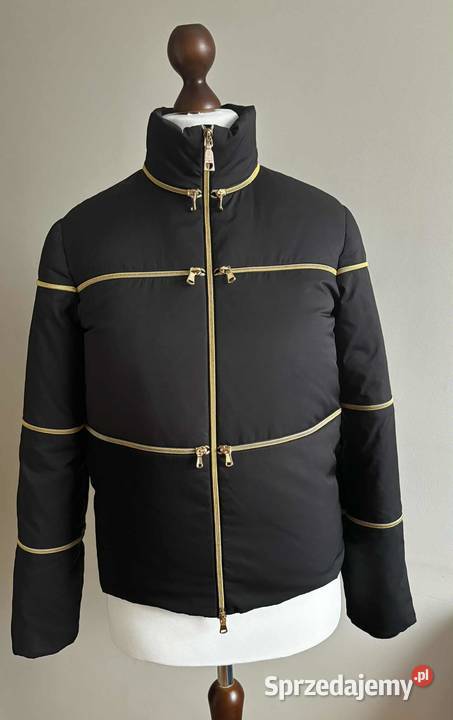 Moschino puchówka damska czarna zamki w kolorze czarny