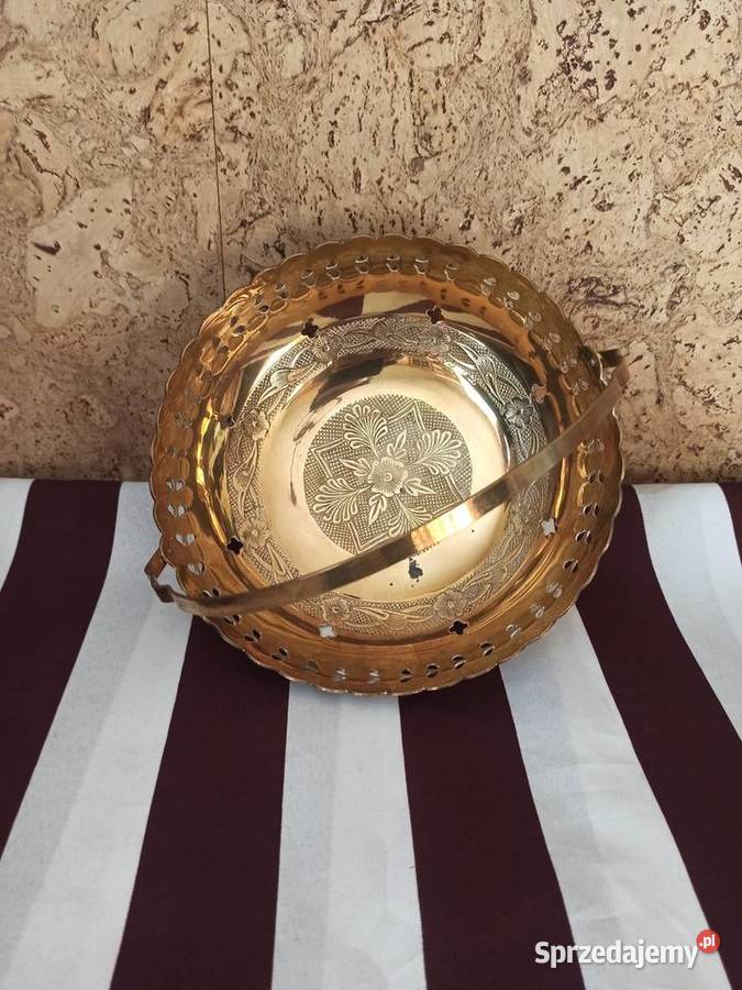 Stara patera mosiężna koszyk mosiądz Made In Ostrów Wielkopolski