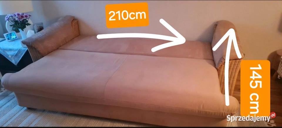 Kanapa z elementami rattanu f spania Narożniki Mysłakowice