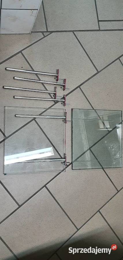 Szklane półki na chromowanych wspornikach 36cm łódzkie Łódź