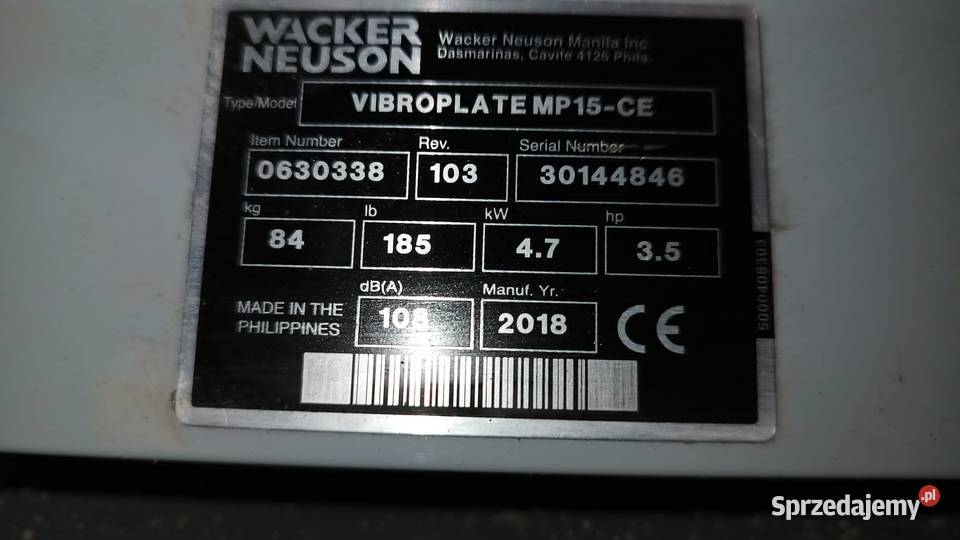 Zagęszczarka jednokierunkowa Wacker Neuson MP 15 Poznań