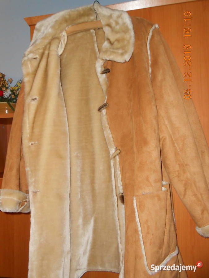 Kożuszek koniakowy brąz z kołnierzem i lamówkami wielkopolskie Kępno