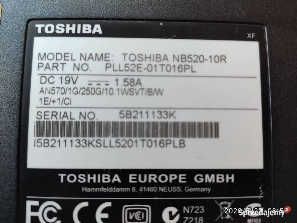 NETBOOK TOSHIBA NB52010R używany małopolskie Bachowice