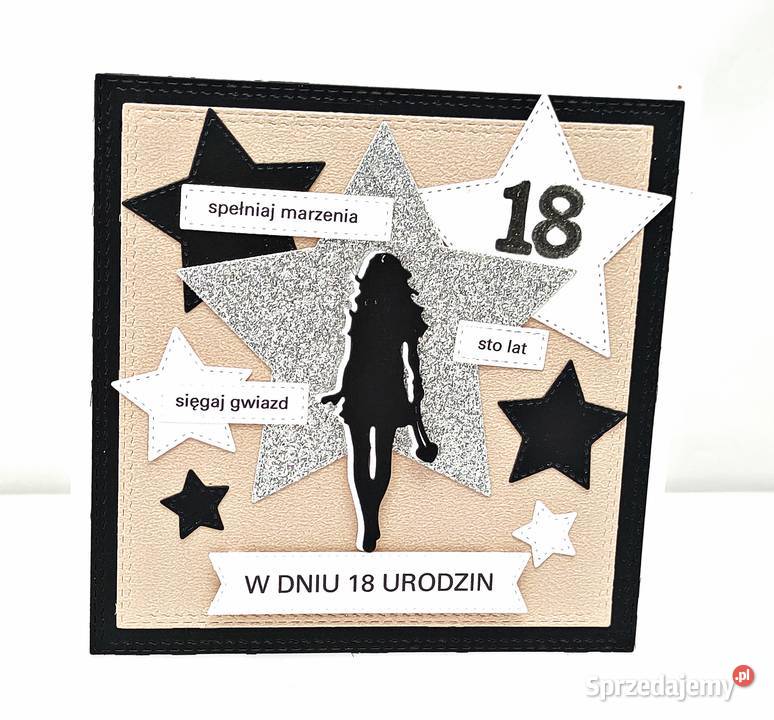 Kartka na 18 urodziny dziewczyny ręcznie robiona Wejherowo