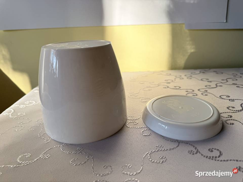 Biała Doniczka z Podstawką Okrągła Osłonka Czerwionka-Leszczyny