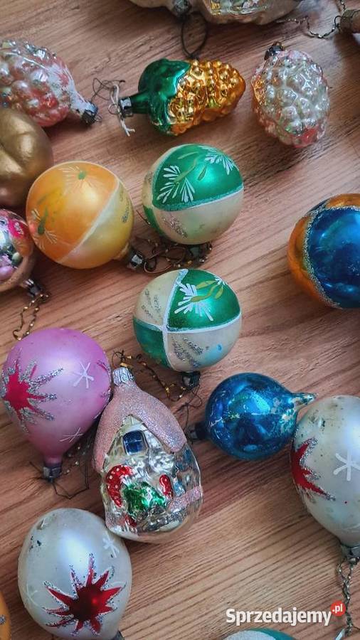 Zestaw starych bombek choinkowych PRL kujawsko-pomorskie Świecie