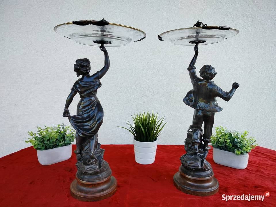 Piękny komplet starych figuralnych pater Antyki małopolskie Kęty sprzedam