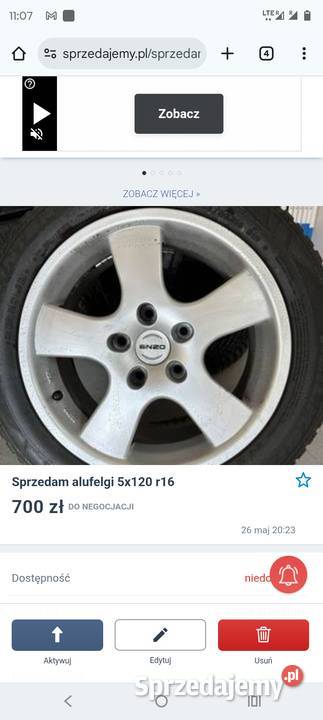 Sprzedam alufelgi 5x120 r 16 Grybów