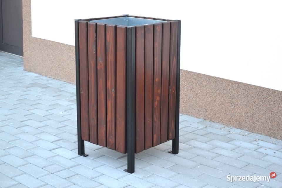 Kosz na śmieci odpady odpadki stalowo drewniany Architektura ogrodowa