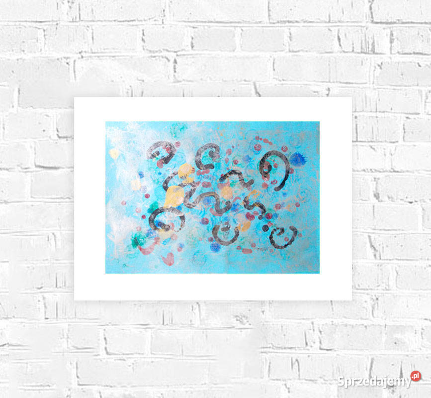 niebiesko srebrny rysunek abstrakcja niebieska odcienie błękitu