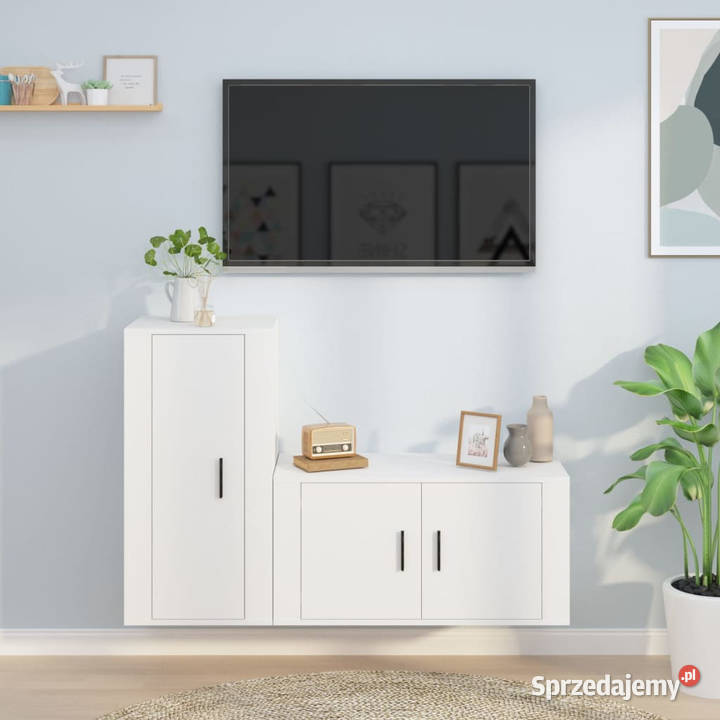 2cz zestaw szafek TV biały materiał mazowieckie Warszawa sprzedam