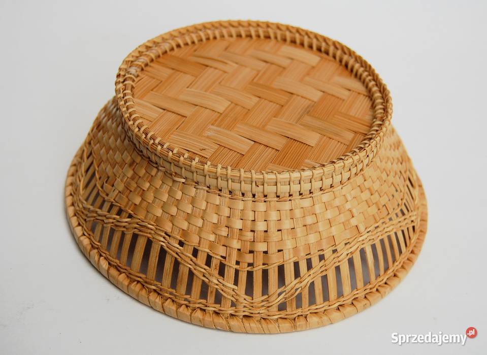 Koszyk pleciony drewniany bambusowy beżowy boho beżowy Lublin