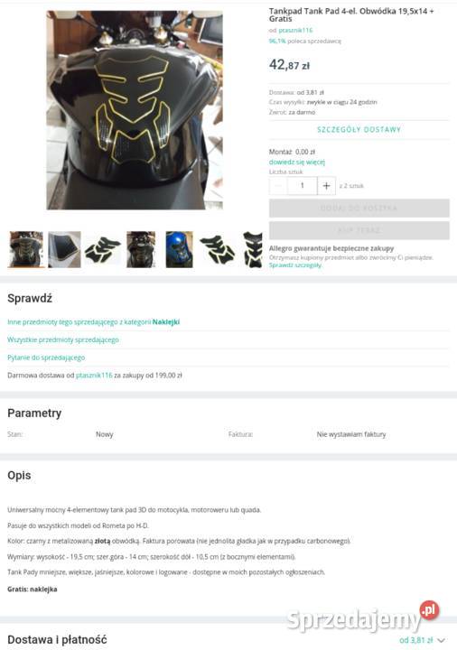 Tankpad Tank Pad 4el Obwódka 195x14 Poznań