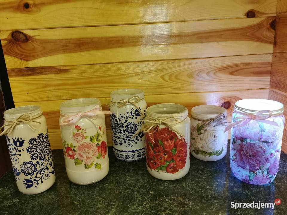 Zdobione słoiki decoupage lampiony na świece śląskie Ruda Śląska sprzedam