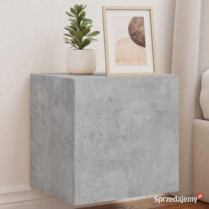 Ścienna szafka TV z LED szarość betonu 405x35x40