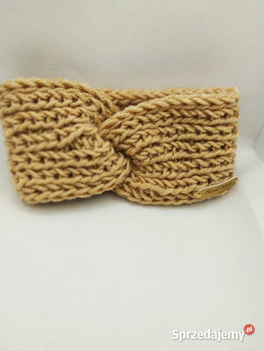 Opaska turban alpaka 25 wełna 25 handmade jasny Dla kobiet Olsztyn