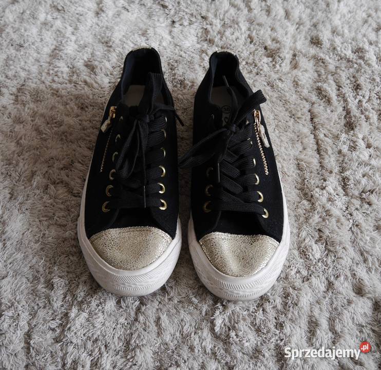 Trampki złote mieniące drobinki zamek 36 biały Wrocław