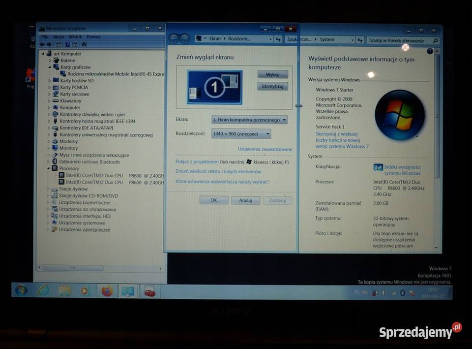 Sony VGNBZ14XN 15 Intel Core 2 Duo 2 GB 250GB Warszawa