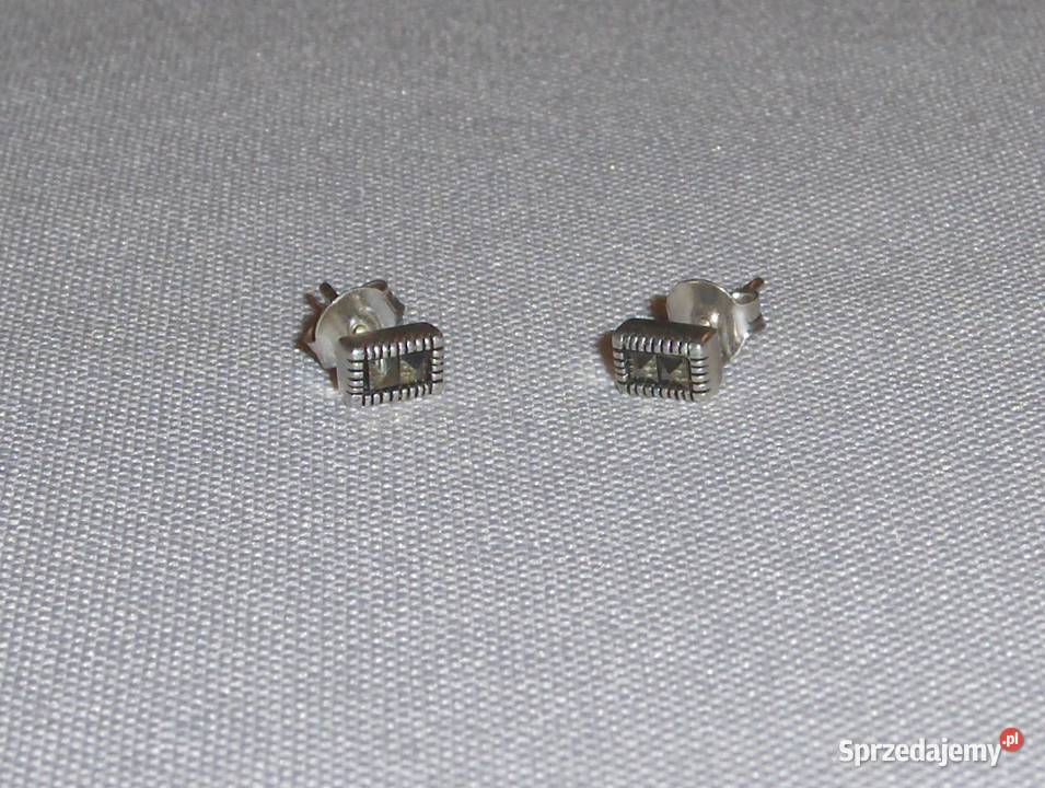 WKruk Srebrne kolczykiwkręty z markazytami Łódź