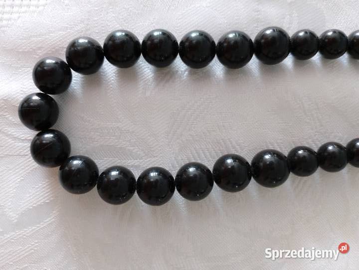 KORALE czarne na żyłce zakładane głowę vintage wielkopolskie