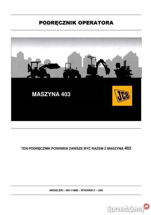 Instrukcja obsługi DTR ładowarki kołowej JCB małopolskie Brzesko