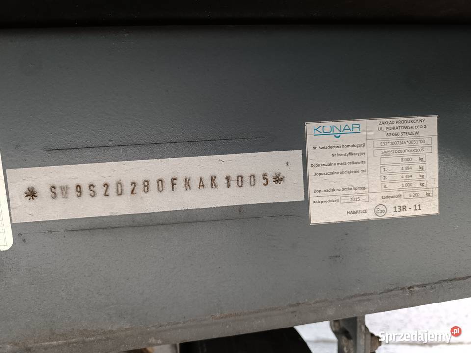 Przyczepa KONAR JG2 burtowe Zielona Góra