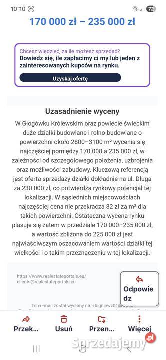 Sprzedam działkę budowlano inwestycyjna Głogówko Królewskie