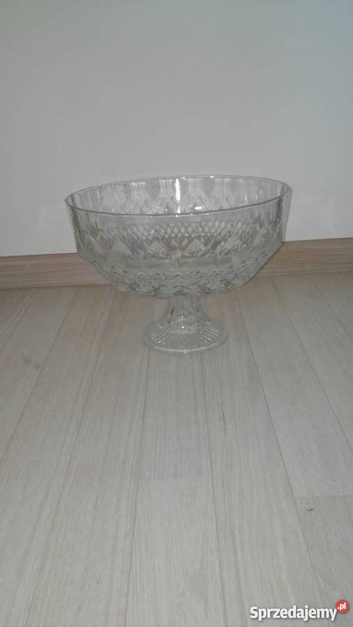 piękna duża patera białe szkło ponczówka poncz przezroczysty Gdańsk