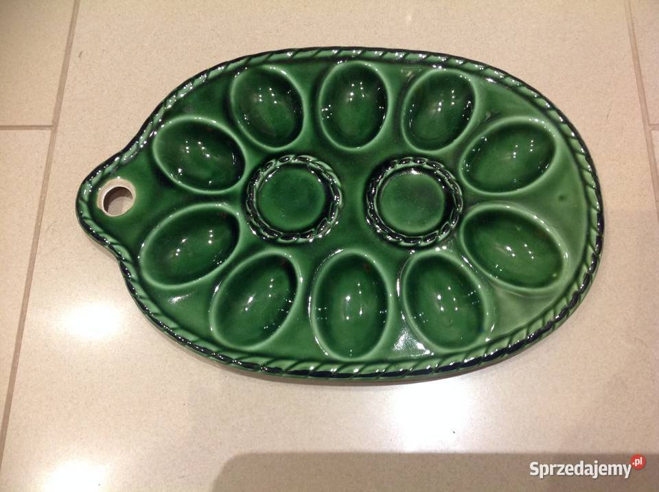 Patera Ceramiczna na Jajka Zielona Patery Wyposażenie wnętrz Nowa Sól sprzedam