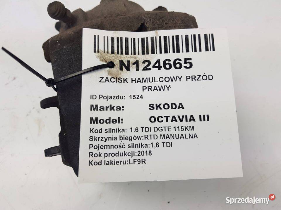 ZACISK HAMULCOWY PRZÓD PRAWY SKODA OCTAVIA III Lipno