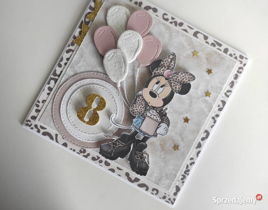 Kartka ręcznie robiona na urodziny z myszką Łódź sprzedam