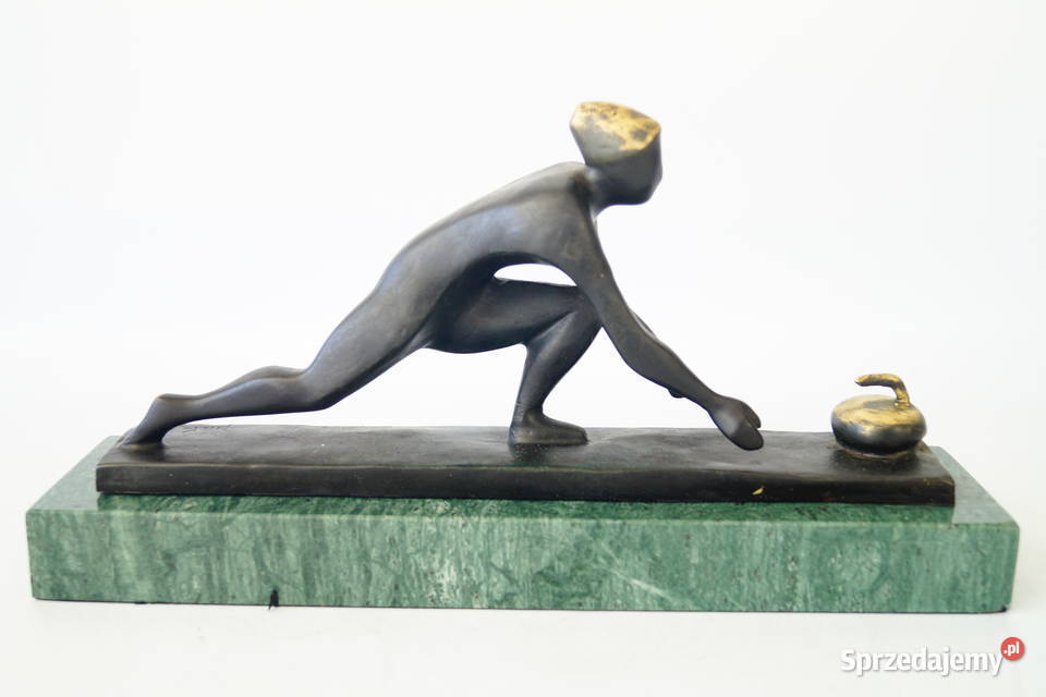 Figura z brązu gra w curling prezent figurka wielkopolskie Gizałki sprzedam