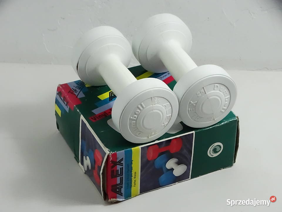 Para hantli winylowych ALEX 2x 15 3 białe retro