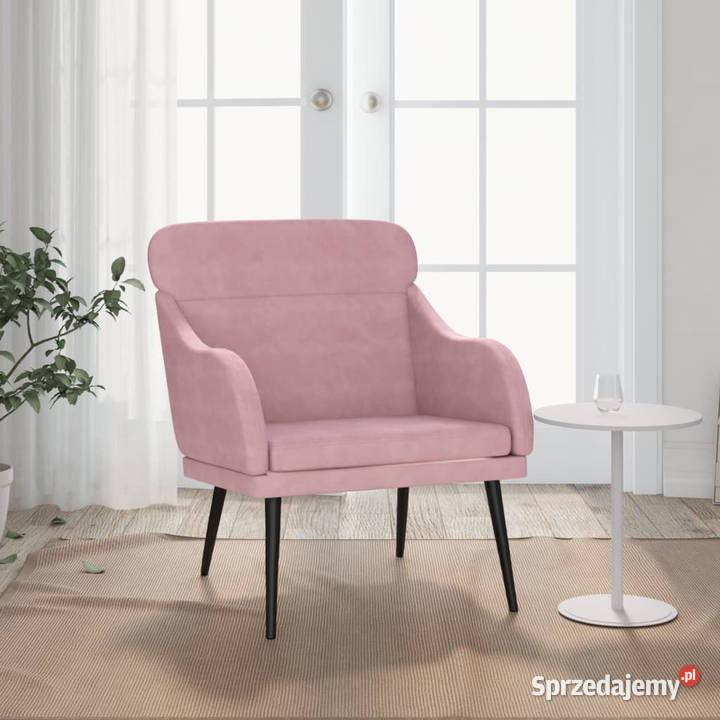 Fotel różowy 63x76x80 obity aksamitem WM351439 Warszawa sprzedam