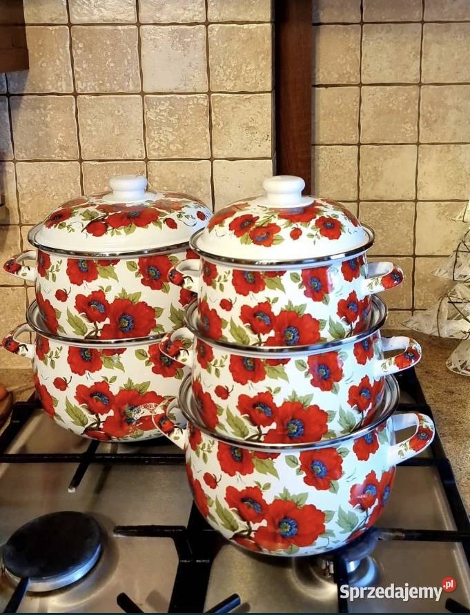 219 Garnki emaliowane duże makin śląskie Zabrze sprzedam
