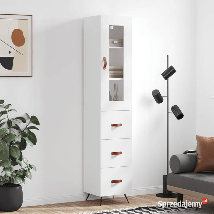 Wysoka szafka biała 345x34x180 materiał sprzedam